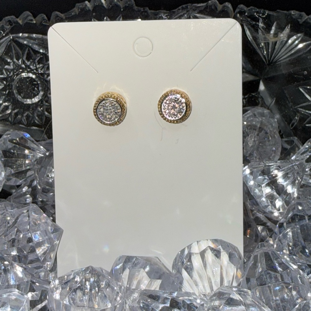 Real Pave Diamond 14K over Sterling silver stud earrings.